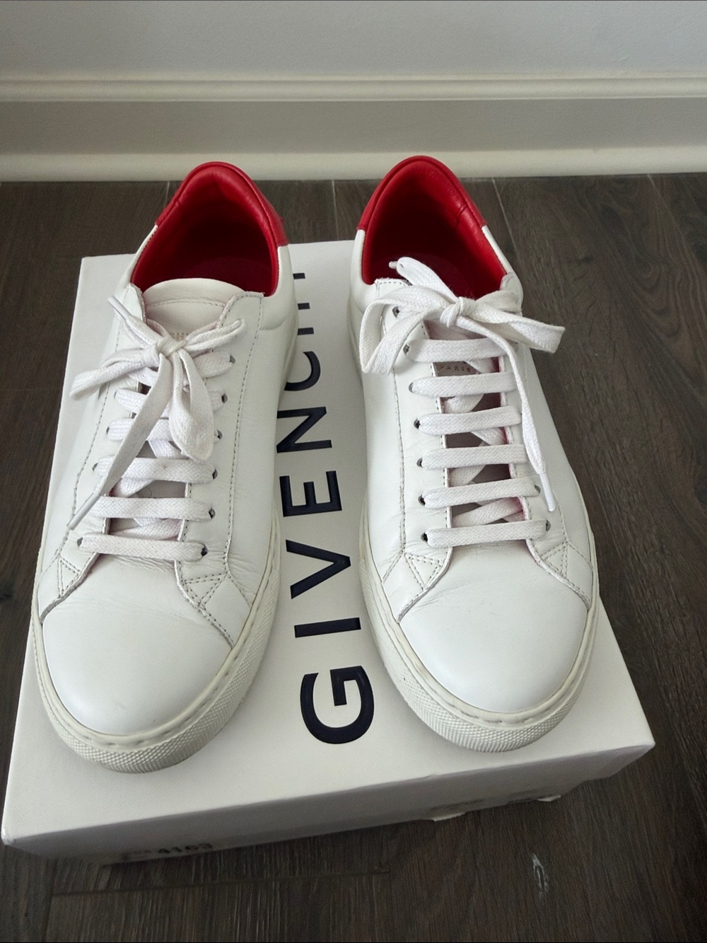 Givenchy Kids White Sneakers with Red Heel Tab